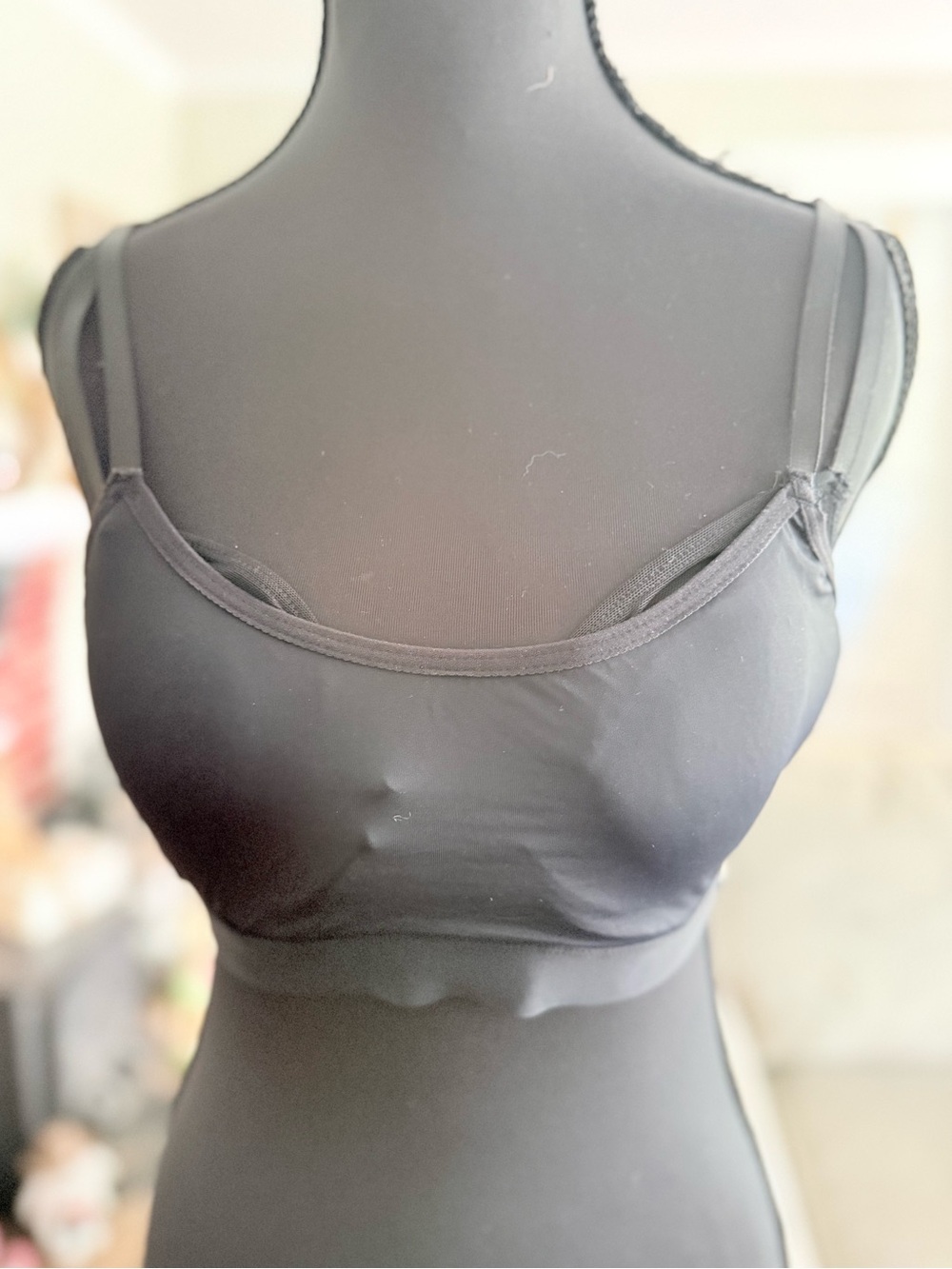 Steve Madden Double Layer Black Bra with Double Straps Size 34c Mesh Underwire